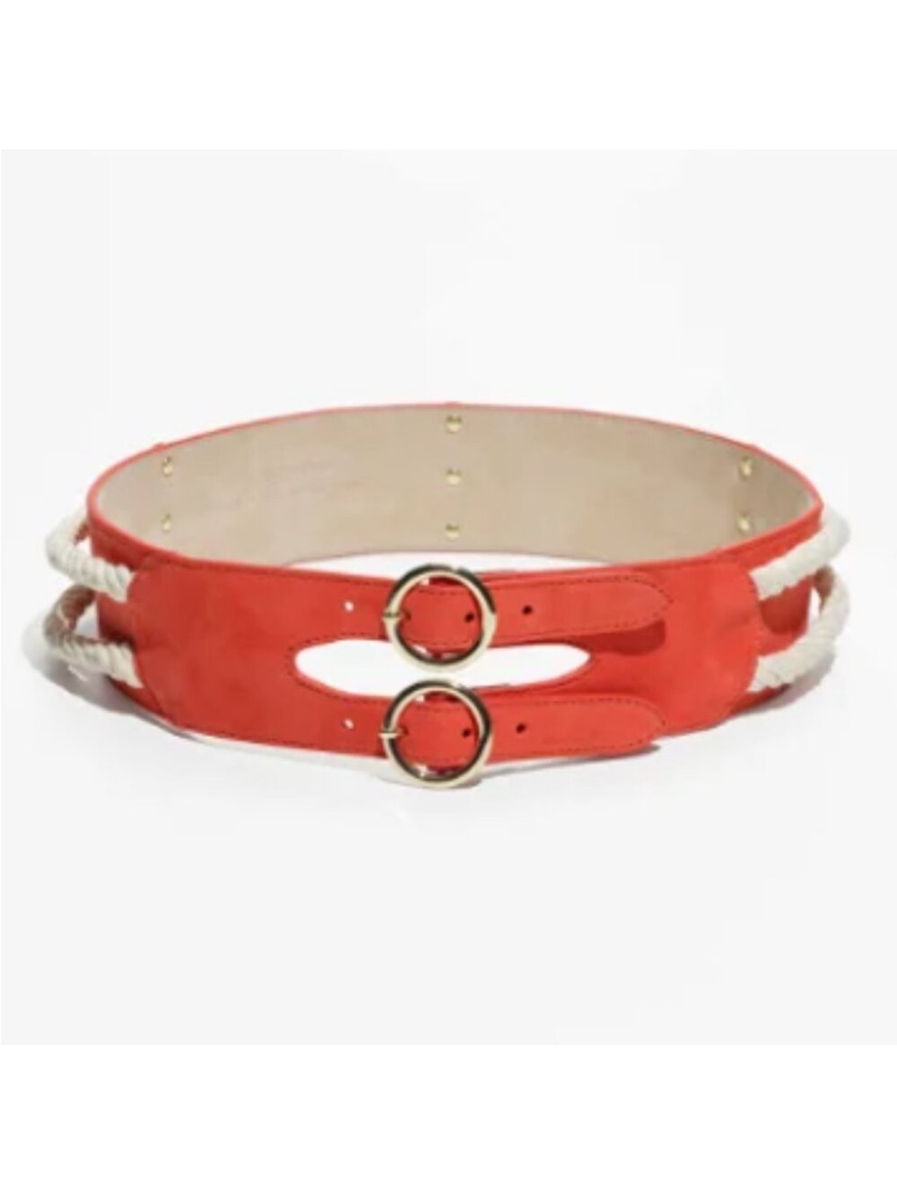& Other Stories Red Orange Suede Leather Double Belt